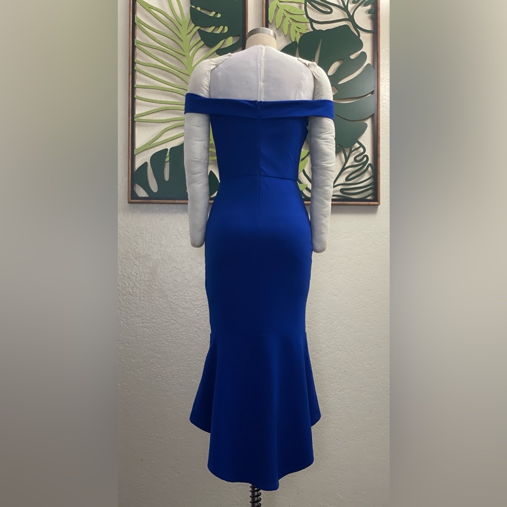 AX PARIS BLUE OFF SHOULDER HIGH LOW DRESS - Picture 5 of 9